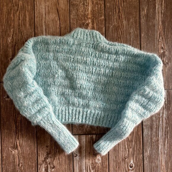 Wilfred Slouchy Cropped Mock Neck Sweater Womens XS Alpaca Ribbed Soft Pastel - Picture 8 of 8